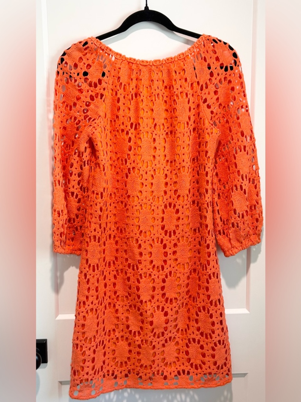 Trina Turk Orange Crochet Lace Mini Dress Size 2 Resort Vacation - Picture 8 of 8